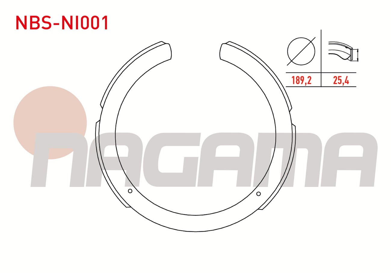 EL FREN BALATA AKSESUARLI 189,2X25,4mm SSANGYONG ACTYON I 2.0 XDI 2005-2012/ KORANDO 2.9 1996-2010/ MUSSO 2.2 - 2.9 1993-2004