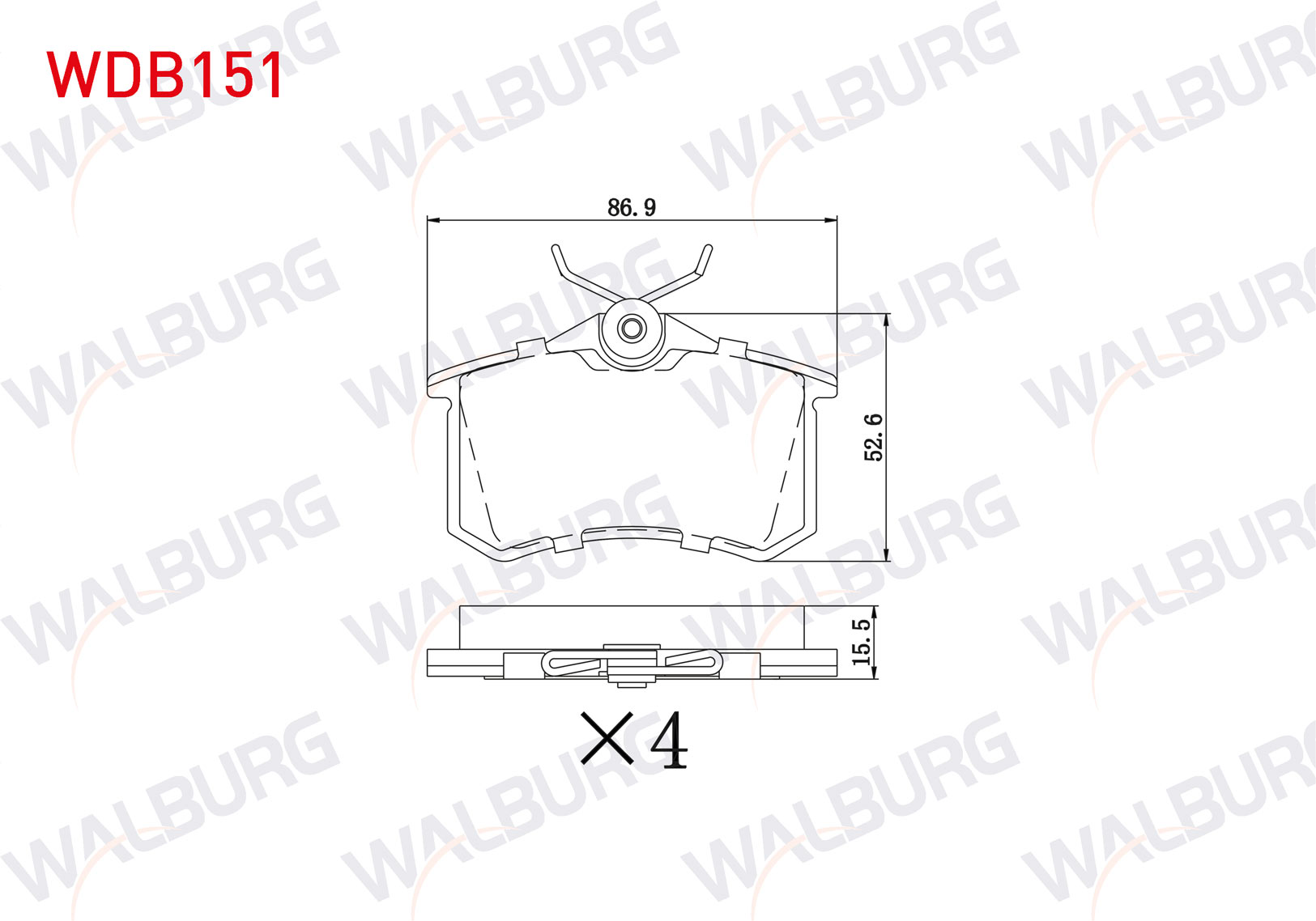 FREN BALATA ARKA 15,5mm GOLF IV-V-VI/JETTA V-VI/POLO III-IV-V-VI/CADDY III/CLIO III/MEGANE III-IV/207/208/307/308/PARTNER/C3 II-III/C4 II/A3 II/A4 II-III/A6 II/LEON II-III/IBIZA III-IV/CROSSLAND